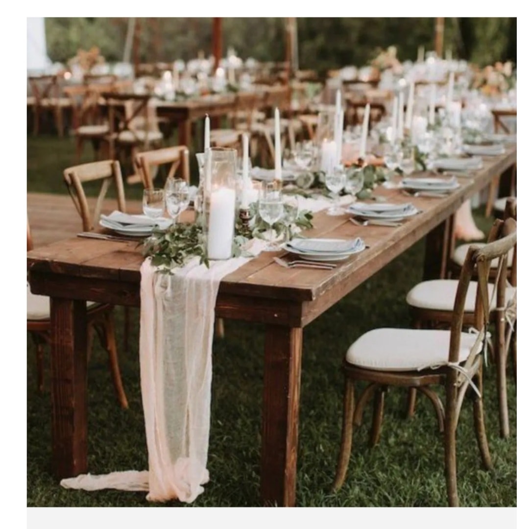 Rustic Wedding Package — farm tables with crossback chairs
