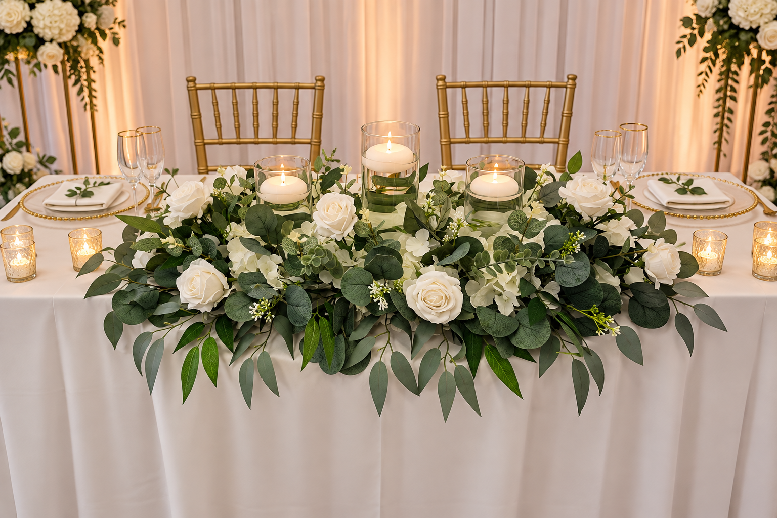 Arrangement with Hurricane Vase and Candle