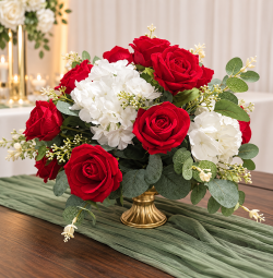 Red and White Rose Arrangement 14 inch