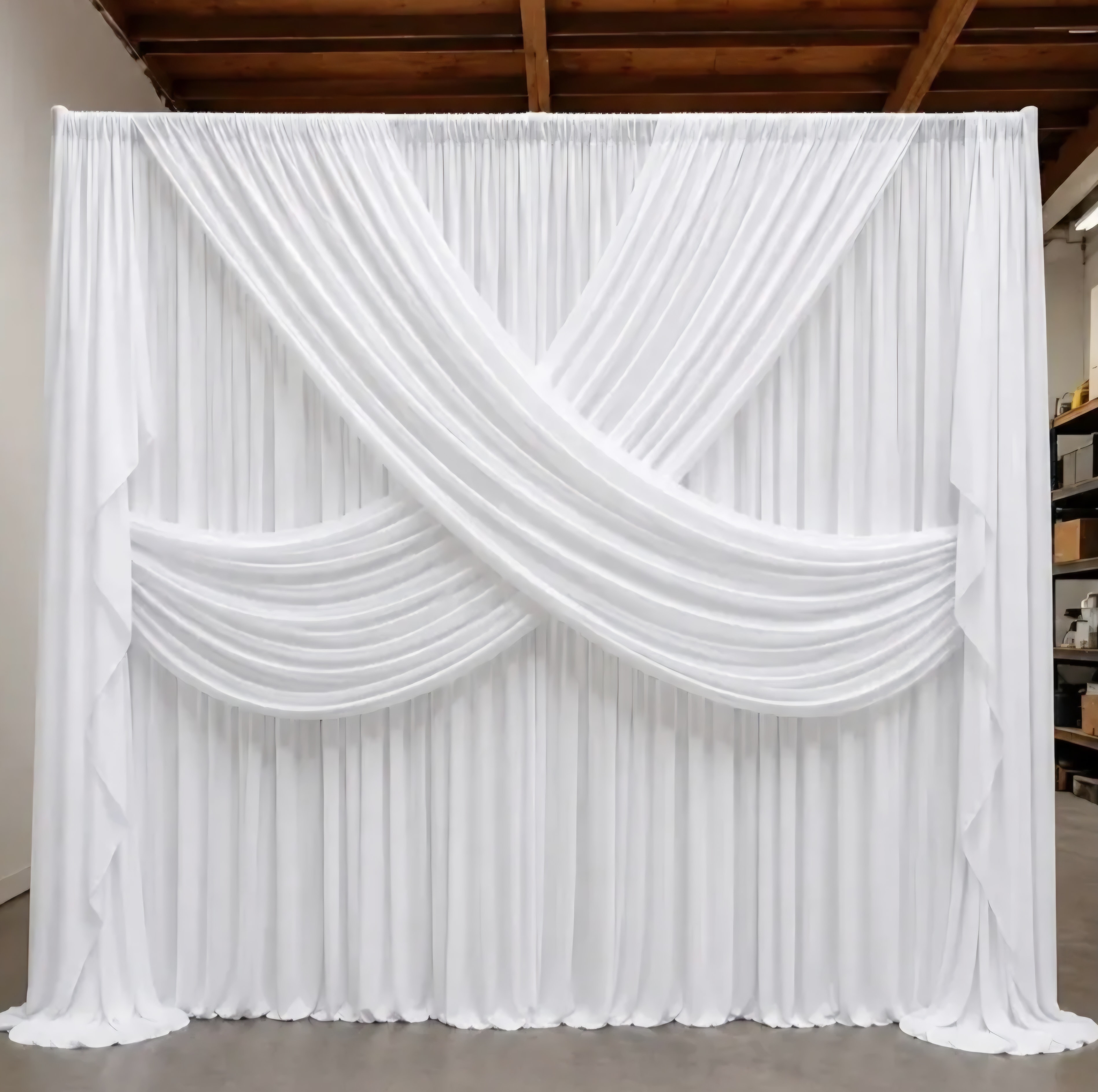 White Draped Backdrop for event rental